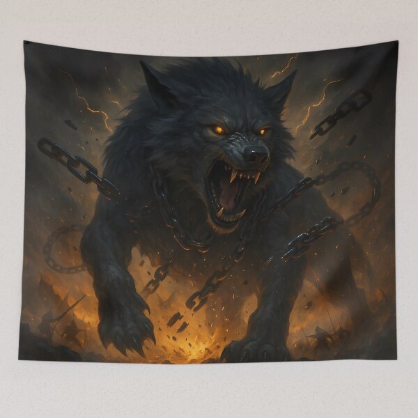 Item preview, Fenrir Unchained – Epic Norse Mythology Fantasy Art designed and sold by NorseDrip.