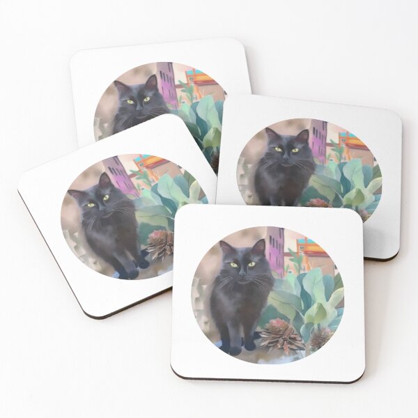 Item preview, Gato Negro y Suculenta | Acuarela Digital | Black Cat and Succulent designed and sold by ElBotiquindeBru.