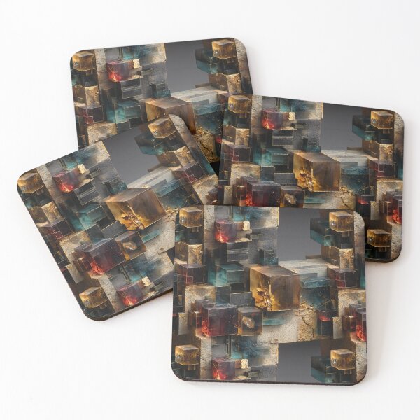 Item preview, cubist gemstone polished blocks in concrete  designed and sold by EarthenEmbers.