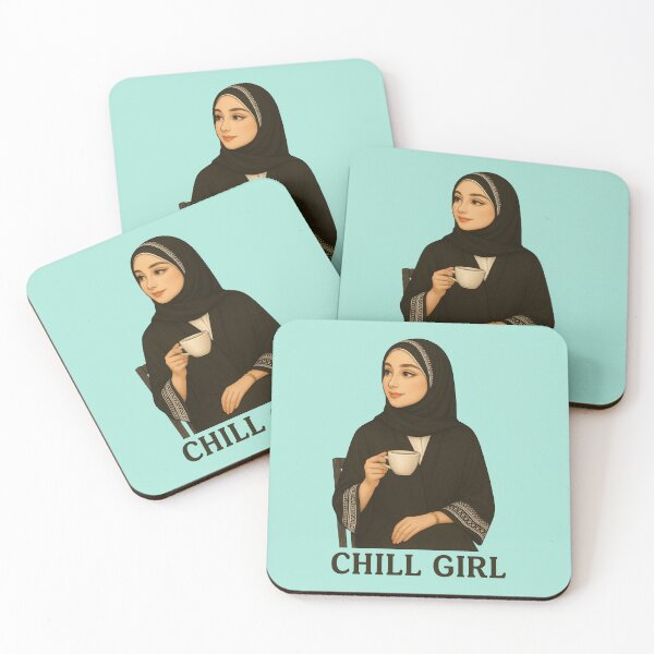 Item preview, Chill Girl – Elegant Hijabi sipping Coffee  designed and sold by Together-in-calm.