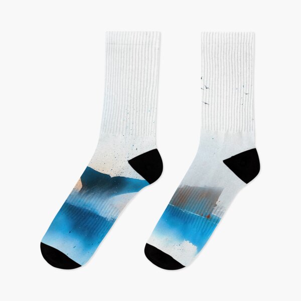 Item preview, Humpback Whale Tail Breach – Minimal Watercolor Seascape designed and sold by solynneart.