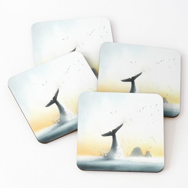 Item preview, Humpback Whale Tail Splash – Minimal Watercolor Seascape designed and sold by solynneart.
