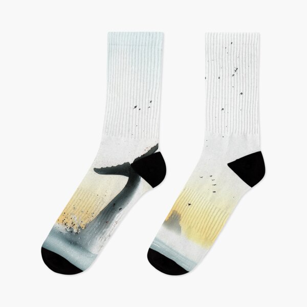 Item preview, Humpback Whale Tail Splash – Minimal Watercolor Seascape designed and sold by solynneart.