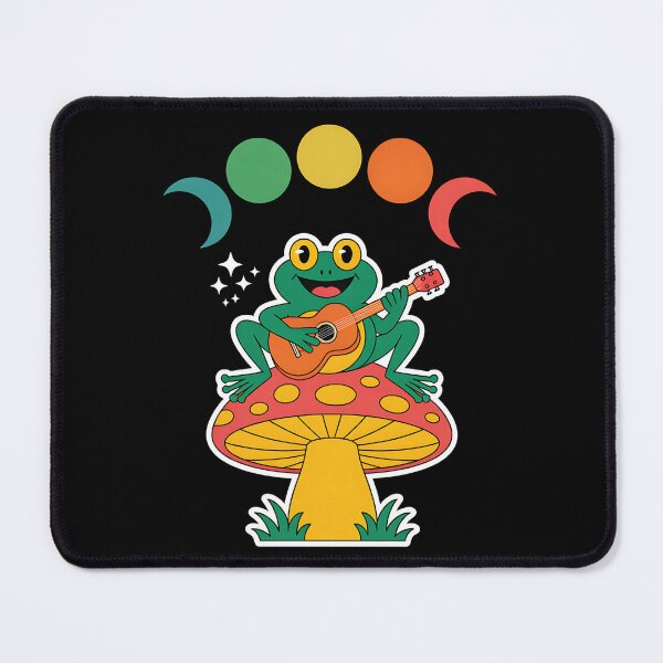 Item preview, Frog Playing Guitar – Chill Vibes Under Moon Phases designed and sold by Haji Kamora.