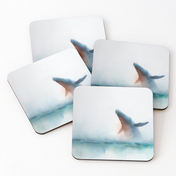 Item preview, Whale Breach in Mist – Minimal Watercolor Ocean Scene designed and sold by solynneart.