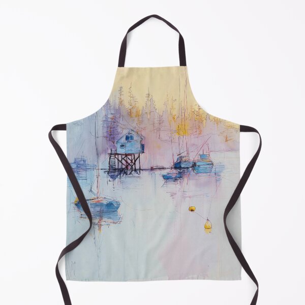 Item preview, Harbor at Dawn – Minimal Watercolor Boats and Stilt House designed and sold by solynneart.