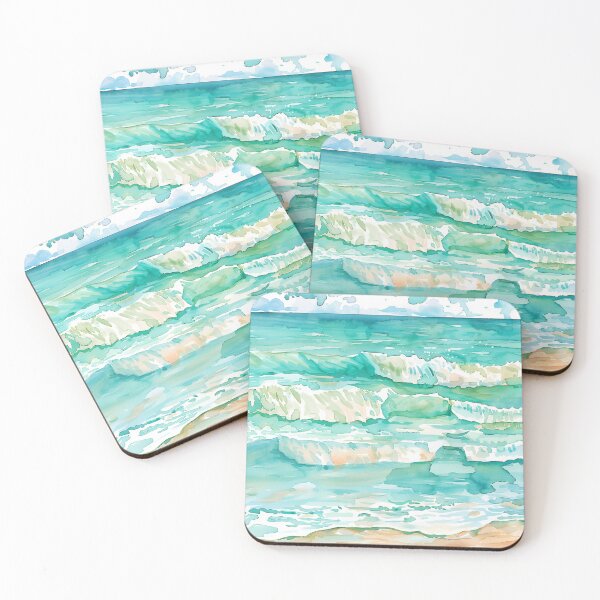 Item preview, Rolling Waves – Turquoise Watercolor Seascape designed and sold by solynneart.