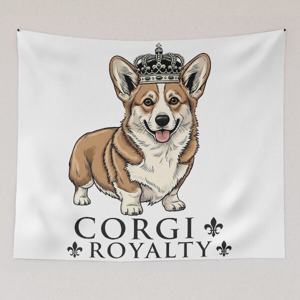 Item preview, Regal Crowned Corgi Line-Art Design designed and sold by zoughlal.