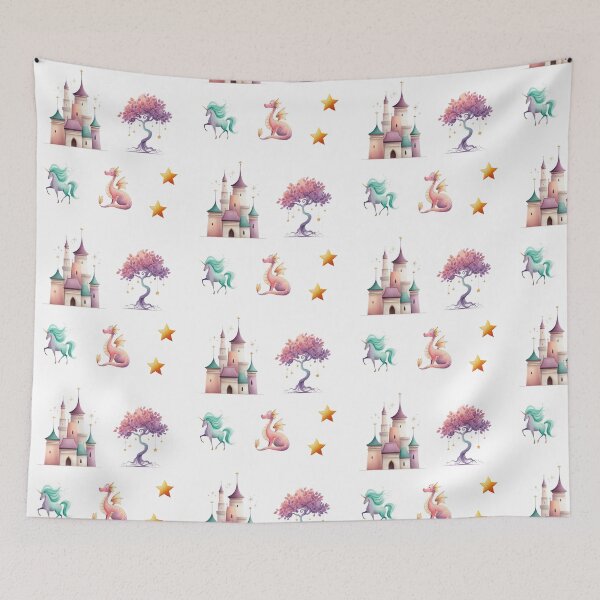 Item preview, Enchanted Fairy-Tale Set — Castle, Magic Tree, Unicorn & Cute Dragon designed and sold by VikArt7.
