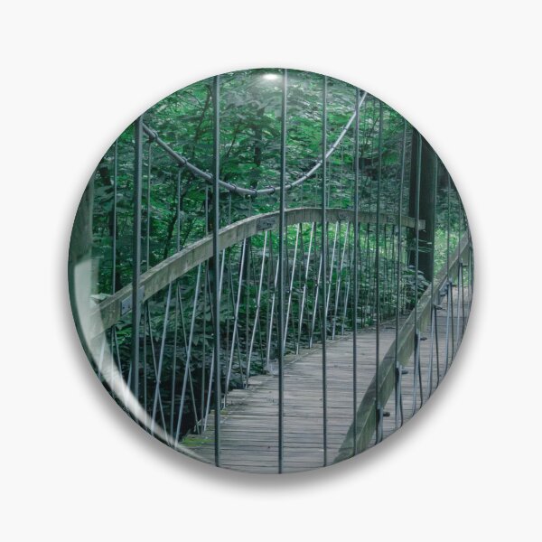 Item preview, Suspension Bridge in Lush Green Forest – Nature Photography Print designed and sold by EricaGlimpses.