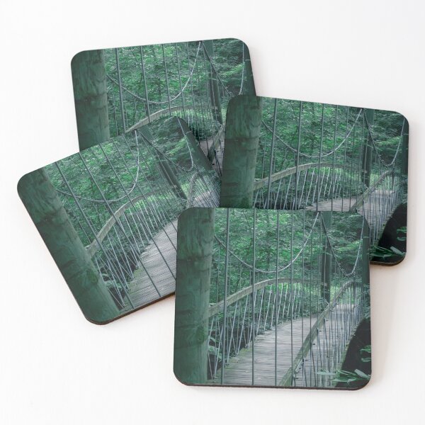 Item preview, Suspension Bridge in Lush Green Forest – Nature Photography Print designed and sold by EricaGlimpses.
