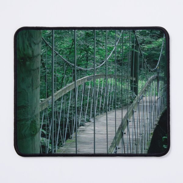 Item preview, Suspension Bridge in Lush Green Forest – Nature Photography Print designed and sold by EricaGlimpses.