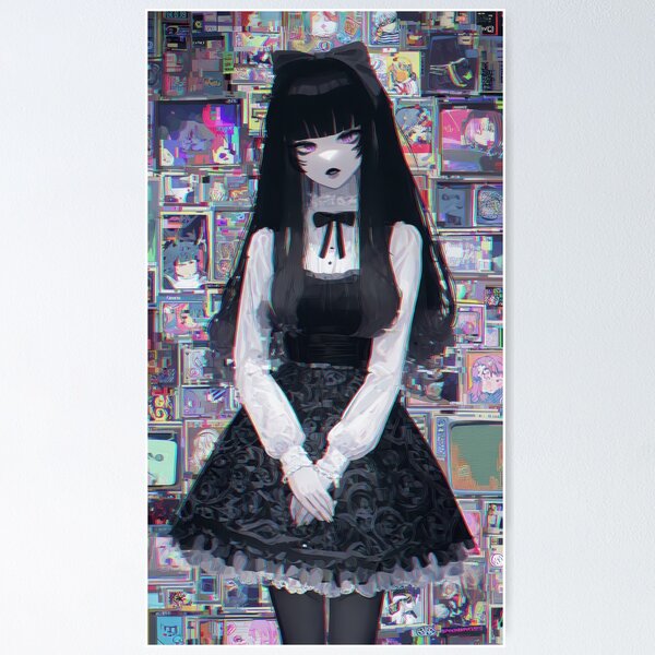 Item preview, Anime Girl with Vintage TV Screen Background designed and sold by Sergii Davydenko.