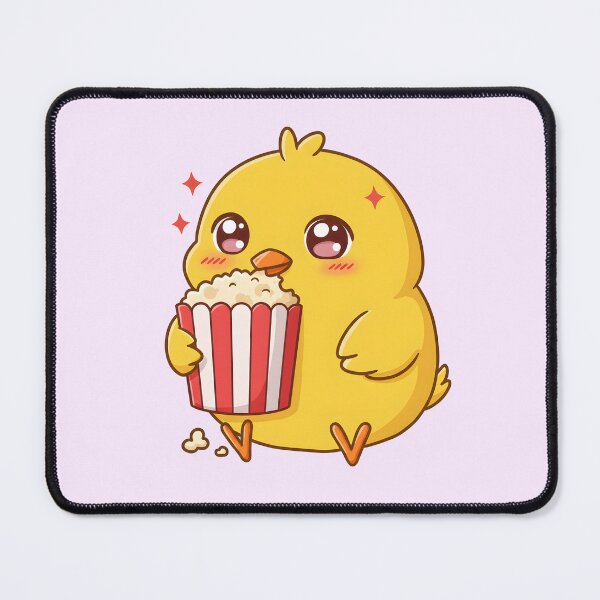 Item preview, Kawaii Chick with Popcorn – Cute Chibi Animal Illustration designed and sold by SeGoArtDesign.