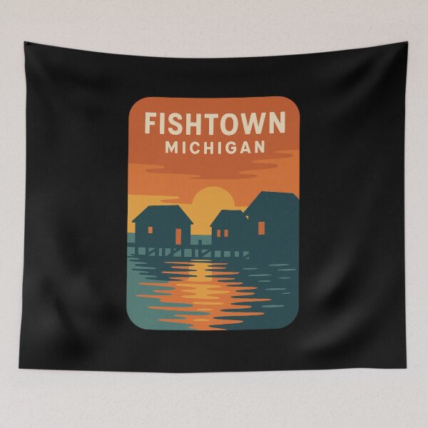 Item preview, Golden Hour at the Docks – Fishtown Michigan Art designed and sold by Youssef-BM.