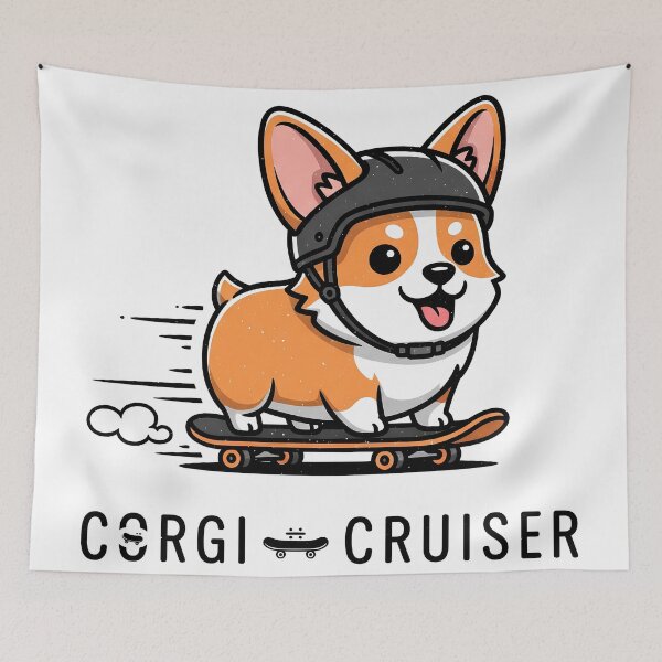 Item preview, Chibi Corgi Riding Skateboard Vector designed and sold by zoughlal.