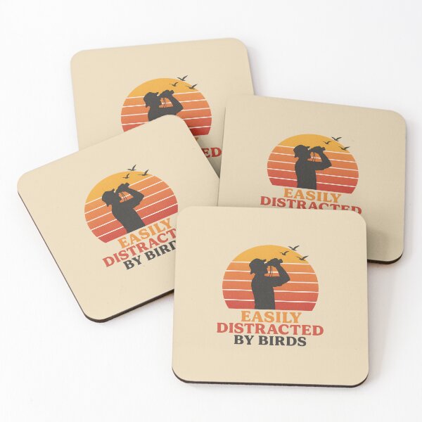 Item preview, Easily Distracted by Birds – Retro Sunset Birdwatching Design designed and sold by MarCinu Art.