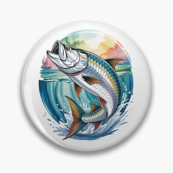 Artikelvorschau, Tarpon Sunrise Splash – Silberner Tarpon springt bei Sonnenaufgang entworfen und verkauft von FusiTink.