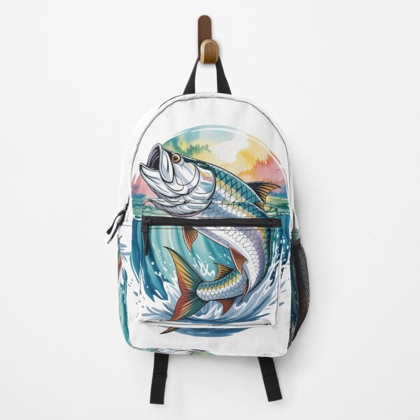 Item preview, Tarpon Sunrise Splash – Silver Tarpon Jumping at Sunrise designed and sold by FusiTink.
