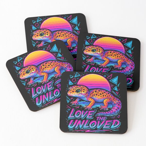 Item preview, Love The Unloved Leopard Gecko Lizard Retro Vaporwave designed and sold by TomFrontierArt.