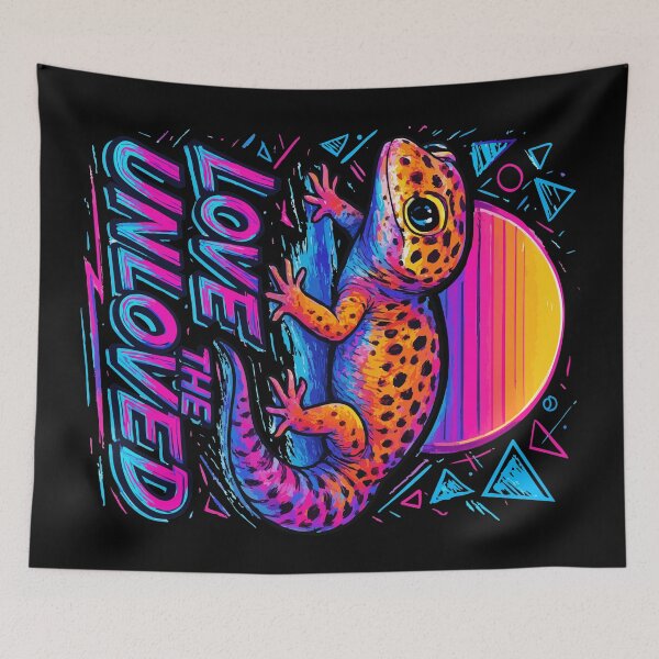 Item preview, Love The Unloved Leopard Gecko Lizard Retro Vaporwave designed and sold by TomFrontierArt.