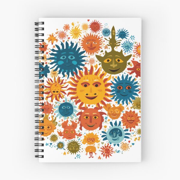 Item preview, Colorful Sun Faces – Boho Folk Art Illustration designed and sold by PhotoRK.