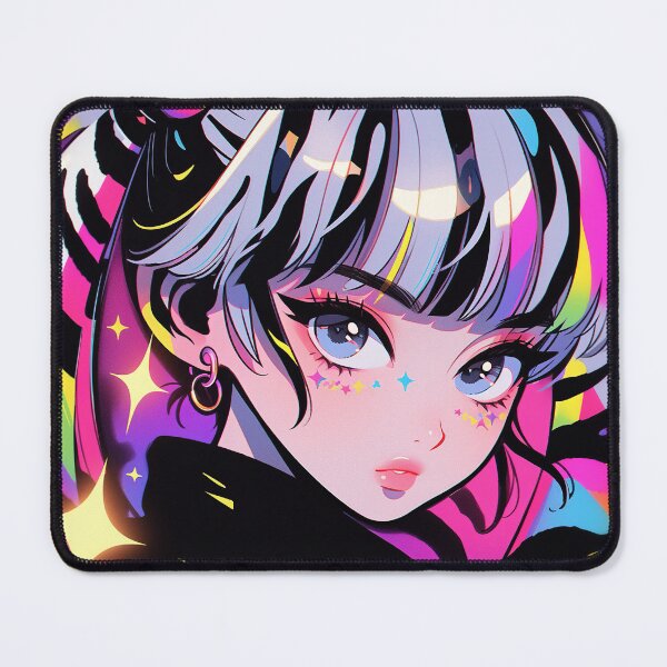 Item preview, Neon Anime Girl with Zebra Hair designed and sold by bubblegoth.