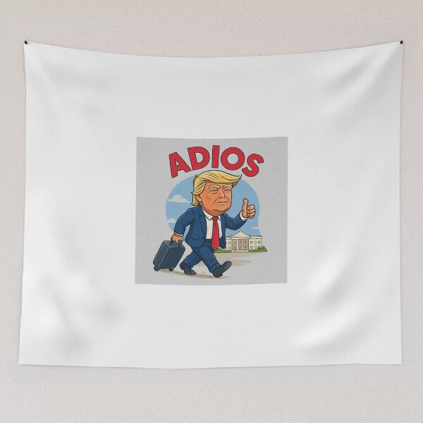Item preview, The Long Goodbye - Cartoon Suitcase Walk designed and sold by PoliticalSatire2025.