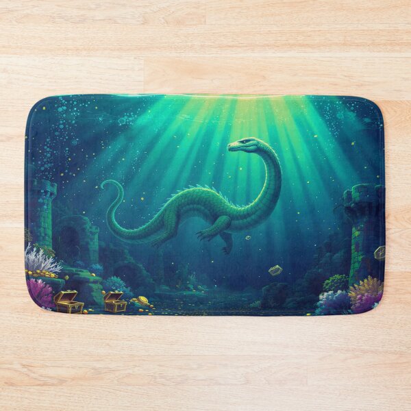 Item preview, Loch Ness Monster – Underwater Castle Ruins & Treasure – Fantasy RPG Scene designed and sold by Emmachenn / WineDronk Shop.