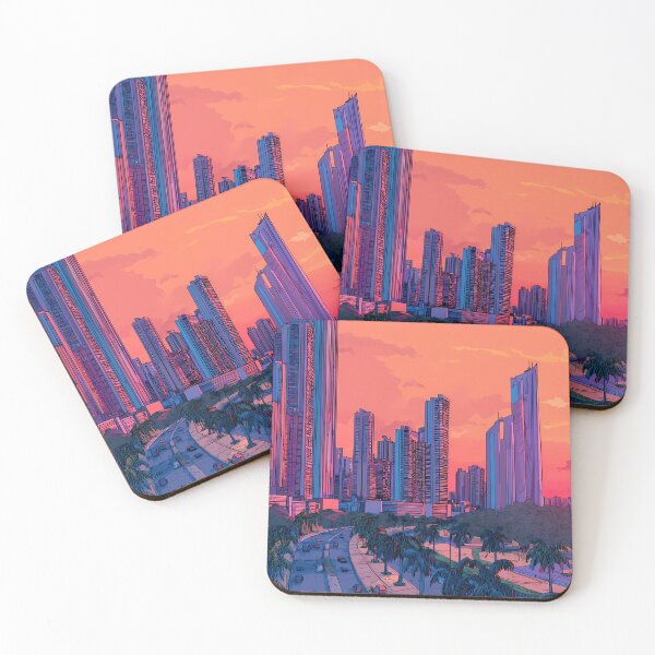 Item preview, Palm Paradiso 018 – Futuristic Sunset Over Panama City designed and sold by Palmparadiso.