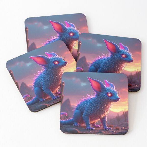 Item preview, Colorful Chupacabra – Glowing Desert Twilight with Bioluminescent Cacti – Fantasy Creature Art designed and sold by Emmachenn / WineDronk Shop.