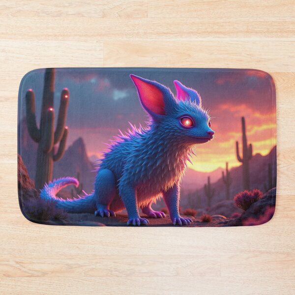 Item preview, Colorful Chupacabra – Glowing Desert Twilight with Bioluminescent Cacti – Fantasy Creature Art designed and sold by Emmachenn / WineDronk Shop.