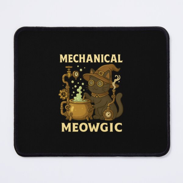 Item preview, Steampunk Witch Cat – Funny Halloween “Mechanical Meowgic” Kawaii Illustration designed and sold by EuropeanPrints.