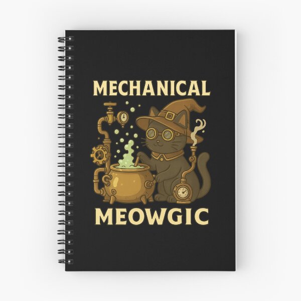 Item preview, Steampunk Witch Cat – Funny Halloween “Mechanical Meowgic” Kawaii Illustration designed and sold by EuropeanPrints.