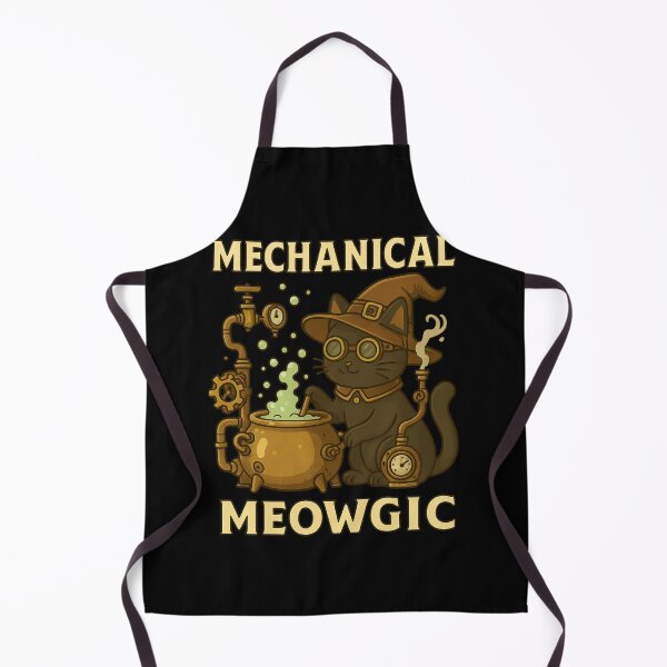 Item preview, Steampunk Witch Cat – Funny Halloween “Mechanical Meowgic” Kawaii Illustration designed and sold by EuropeanPrints.