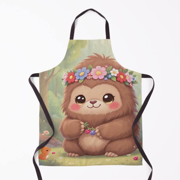 Item preview, Kawaii Bigfoot with Flower Crown – Chibi Forest Scene with Woodland Animals – Ultra Cute Pastel Cryptid Art designed and sold by Emmachenn / WineDronk Shop.