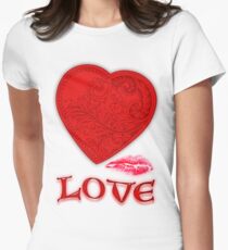 Victorian Heart with a Kisss Tailliertes T-Shirt für Frauen