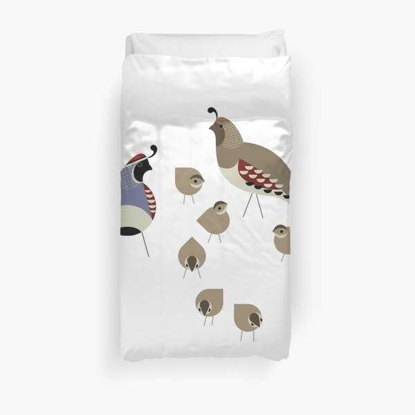 Quail Family Duvet Cover