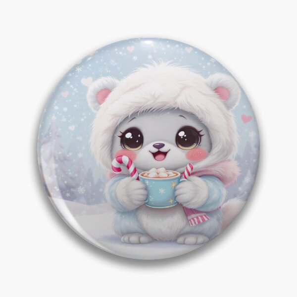 Artikelvorschau, Kawaii Baby Yeti mit heißer Schokolade – Chibi Winter Cryptid im Schnee – Pastell süße Fabelwesen Kunst entworfen und verkauft von Emmachenn / WineDronk Shop.
