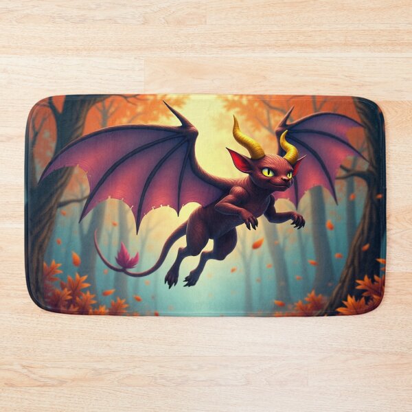 Item preview, Fantasy Jersey Devil in Autumn Forest – Surreal Painterly Cryptid Art with Glowing Horns and Swirling Leaves designed and sold by Emmachenn / WineDronk Shop.
