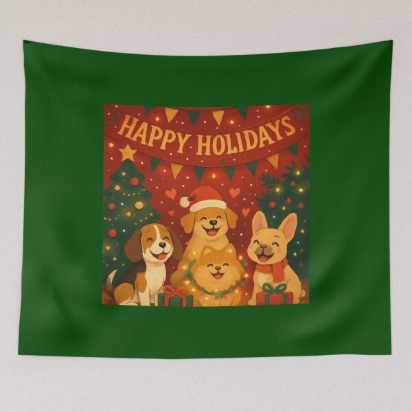 Item preview, Happy Holidays Christmas Dogs - Festive Puppy Party Illustration designed and sold by NSB-Design.