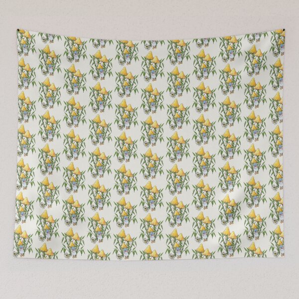 Item preview, GNOME Girl with Daisy, Big Mushrooms and Bamboo Leaves, Illustration designed and sold by JoyfulWhimsy.