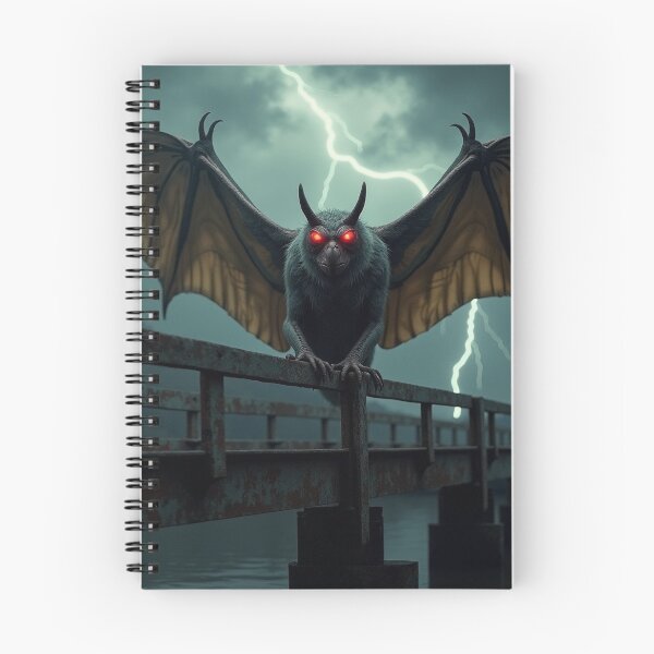 Item preview, Realistic Mothman Cryptid Art – Stormy Bridge Scene with Glowing Red Eyes & Dramatic Lighting designed and sold by Emmachenn / WineDronk Shop.