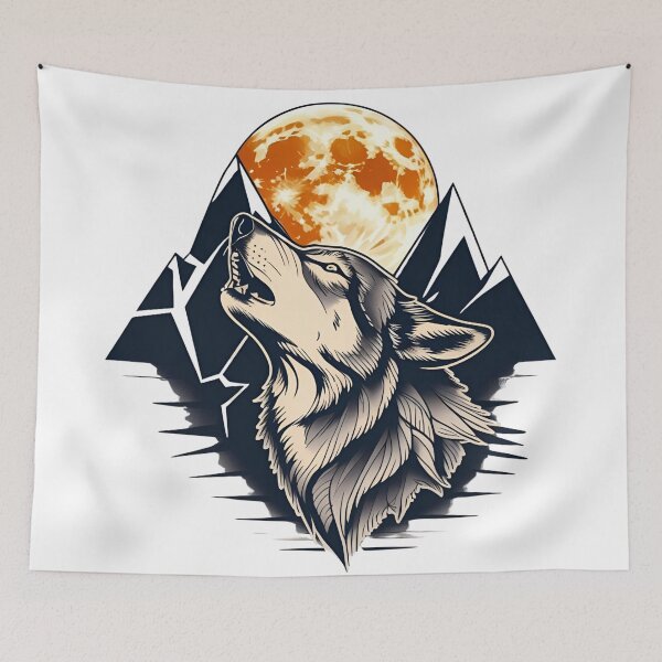 Item preview, Geometric Howling Wolf with Moon Glow designed and sold by Skyla007.