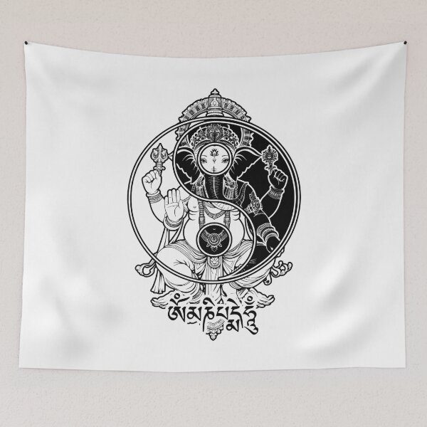 Item preview, Yoga Elephant God Ganesh Ganesha Indian Yin Yang Symbol designed and sold by GrandeDuc.