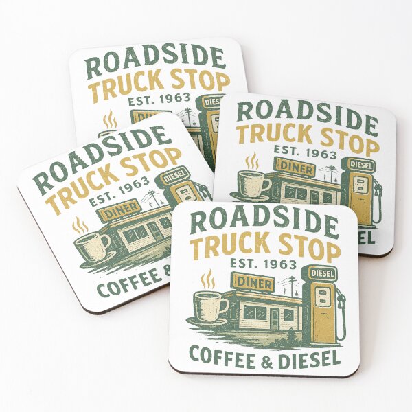 Item preview, Roadside Truck Stop – Vintage Coffee & Diesel Diner Design designed and sold by CreativeGorillas.