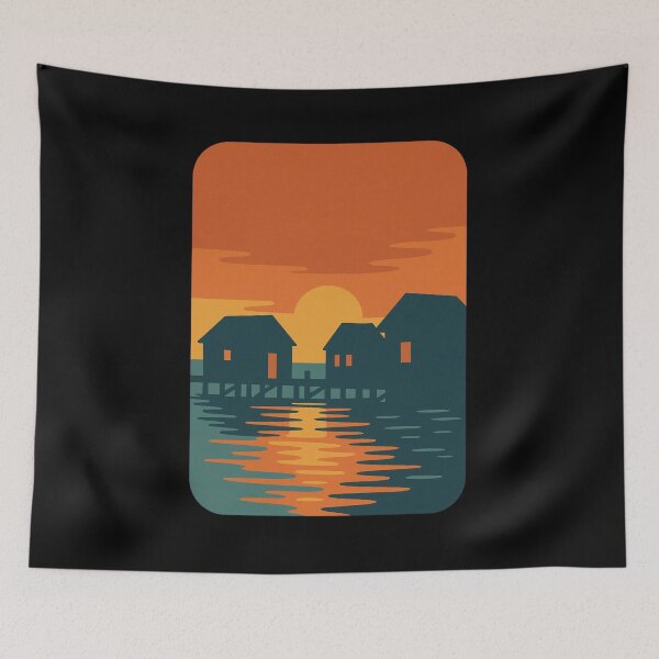 Item preview, Golden Hour Dockside – Fishtown Michigan Rustic Shanties designed and sold by Youssef-BM.