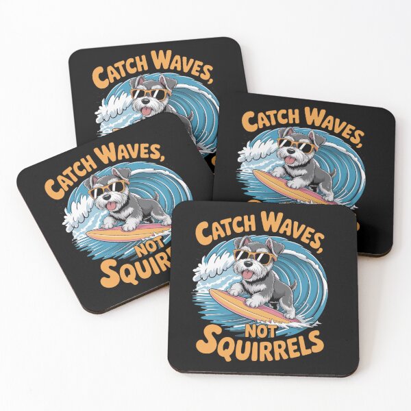 Item preview, Funny Schnauzer Surfing T-Shirt – Catch Waves, Not Squirrels designed and sold by GlessedUp.