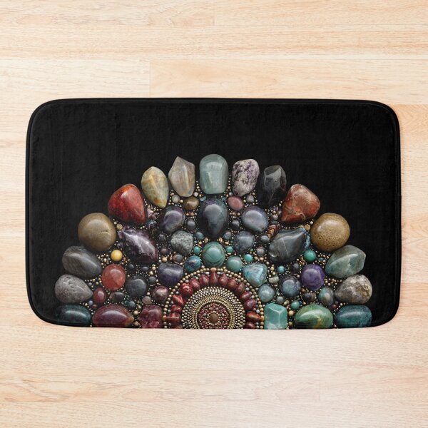 Item preview, mandala of tumbled colorful earthy gemstones designed and sold by EarthenEmbers.