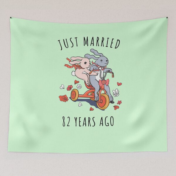 Item preview, Just Married 82 Years Ago - 82nd Anniversary Couple Bunnies Tee, Phone Cases And Other Gifts designed and sold by MemWear.